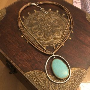 Silpada SS & Bronze Turquoise Necklace